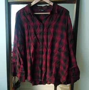 EXPRESS Maroon Flannel Button Up